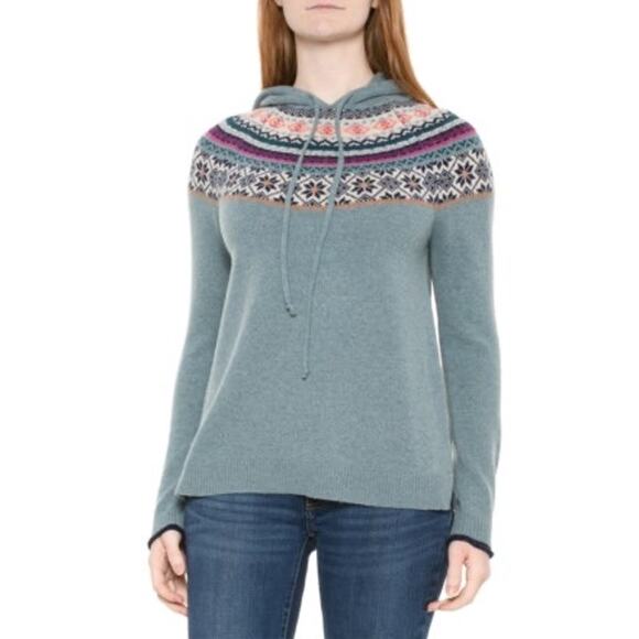 Tabitha Webb Knit Pullover Hoodie Hooded Sweater Wool Blend Fair Isle Size Large - Picture 2 of 8